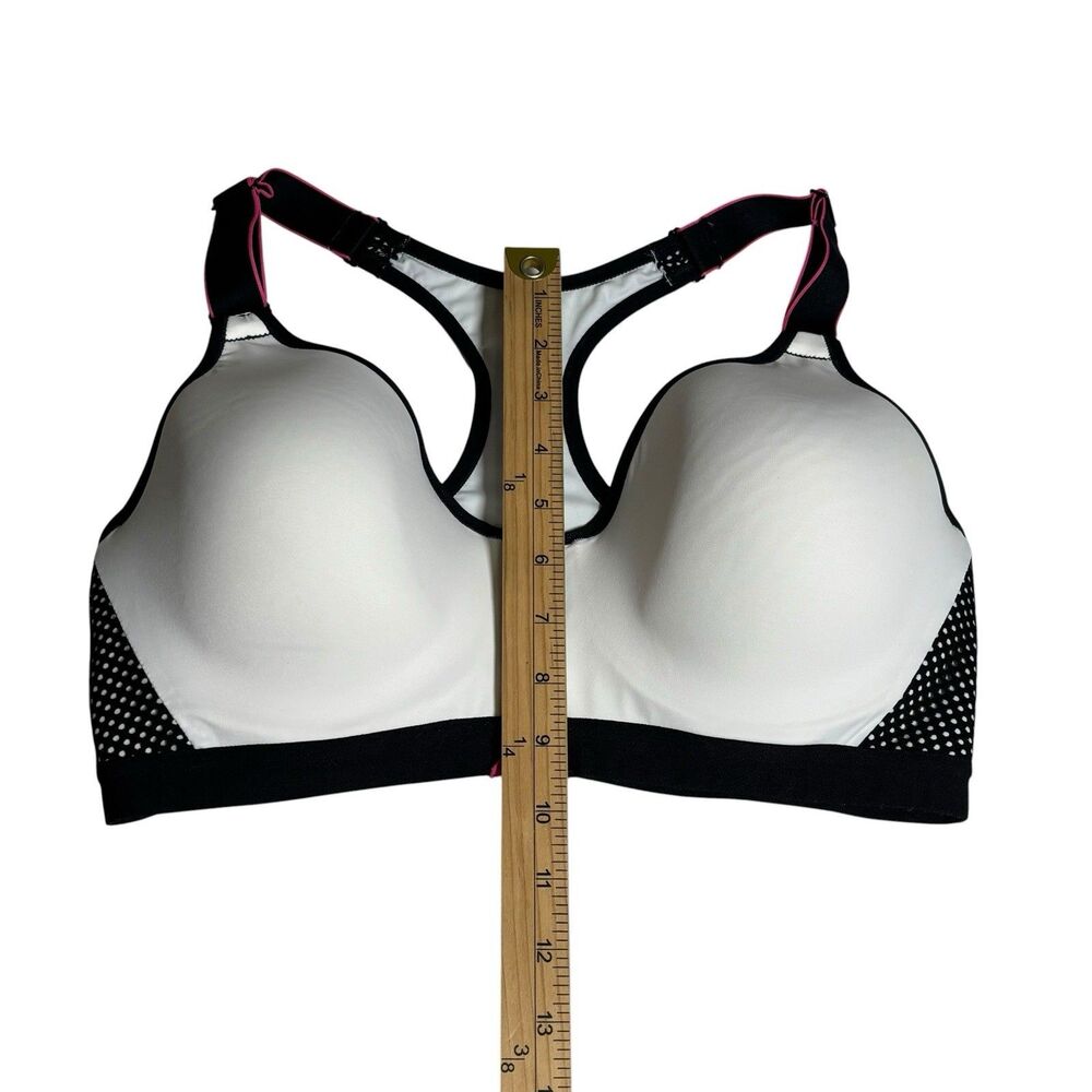 Maidenform DM7991 White/Black Secure Zip Front Underwire Racerback Sport Bra 38C - Picture 9 of 9